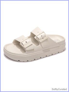 Comfort Slides Non-Slip Lightweight Flat Beach Sandals Adjustable Strap